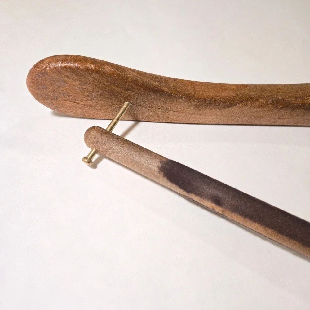 Luxury Belvest Suit Hanger Men's Brown Wood Contoured Velvet Trouser‎ Bar Brass